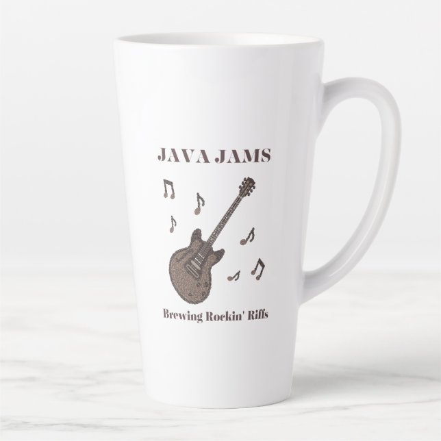 Java Jams-Brewing Rockin' Riffs-Coffee-Guitar- Latte Mug (Right)