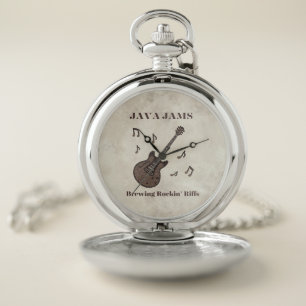 Java Jams-Brewing Rockin' Riffs-Coffee-Guitar- Pocket Watch