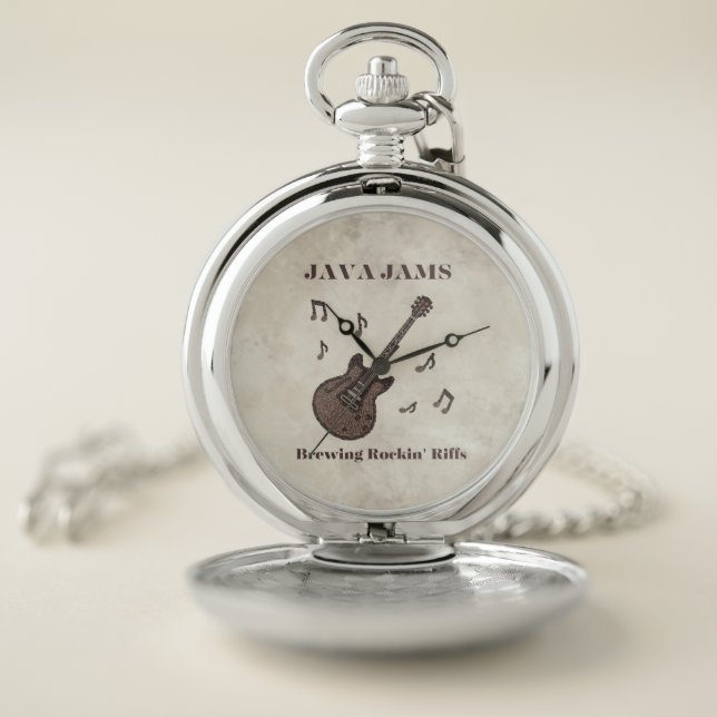 Java Jams-Brewing Rockin' Riffs-Coffee-Guitar- Pocket Watch (Inside)