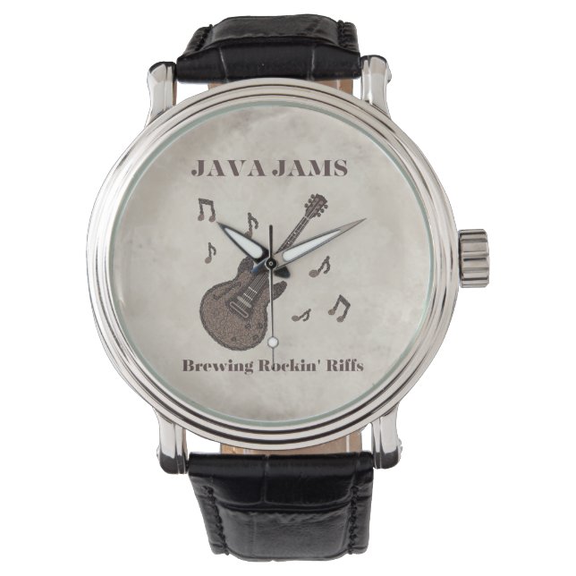 Java Jams-Brewing Rockin' Riffs-Coffee-Guitar- Watch (Front)