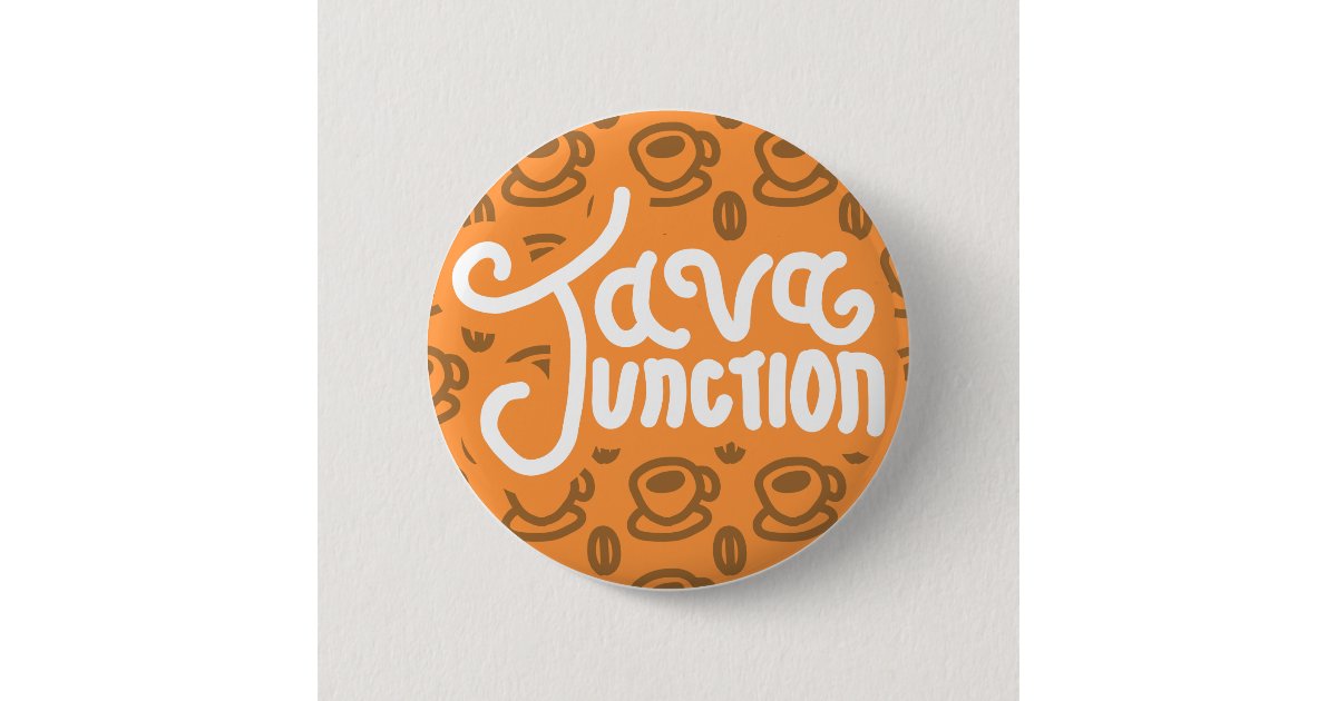 Java Junction Coffee and Bean Button Orange | Zazzle