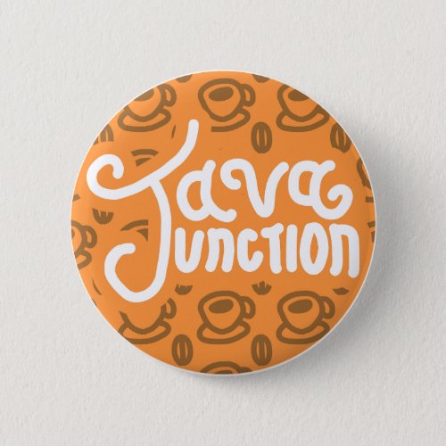 Java Junction Coffee and Bean Button Orange