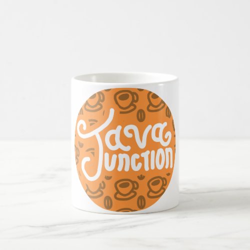 Java Junction Mug Coffee and Bean Pattern Orange