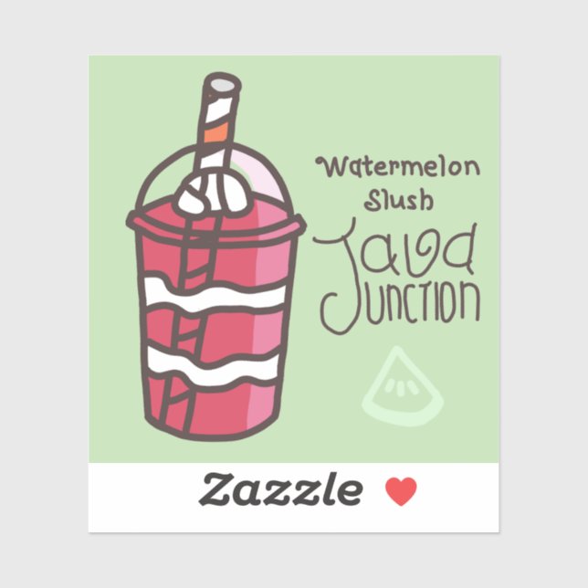 Java Junction Watermelon Slush Sticker with Text (Sheet)