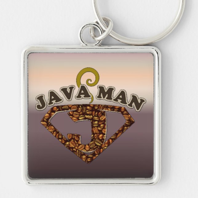 Java Man Coffee Humor Key Chain (Front)