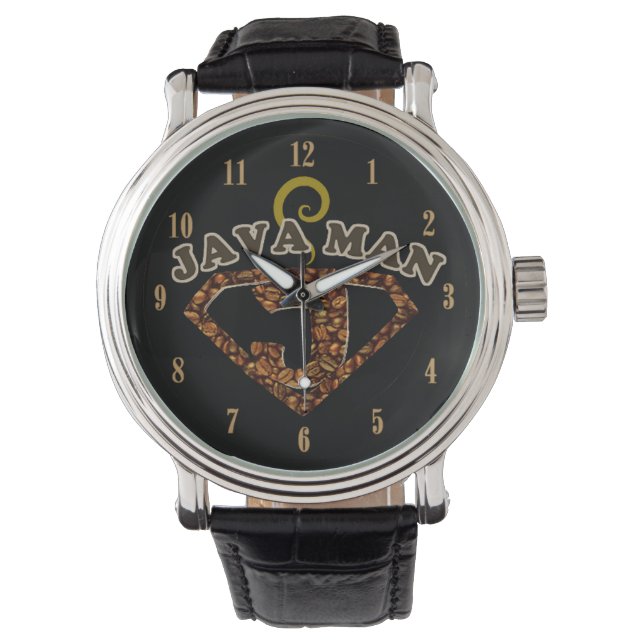 Java Man Coffee Humor Watch (Front)