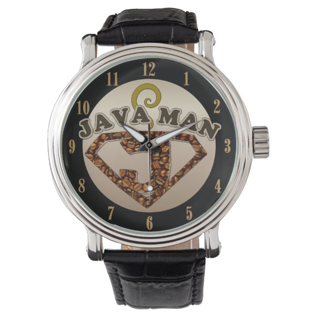 Java Man Coffee Humor Wrist Watch (Front)