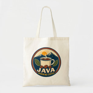 Java Morning Coffee Retro Badge Budget Tote Bag