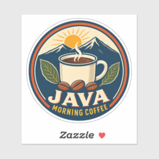Java Morning Coffee Retro Badge Custom-Cut Vinyl S Sticker