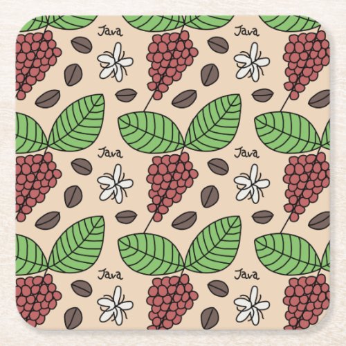 Java Plant Pattern Square Paper Coaster