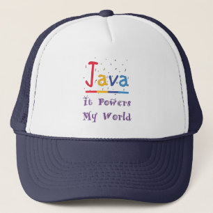 Java powers my world trucker hat