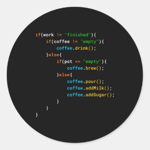 Java Programmer Coffee Coding For Coders Classic Round Sticker