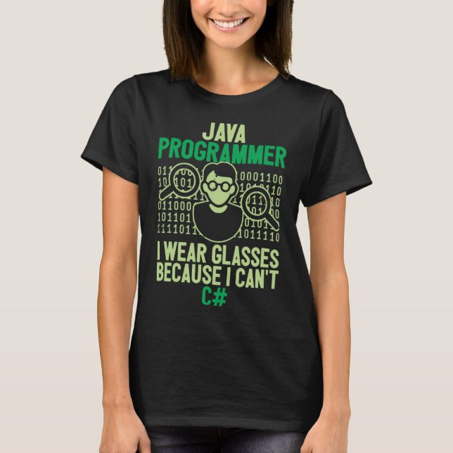 Java Programmer I Wear Glasses Computer Nerd Coder T-Shirt (Front)