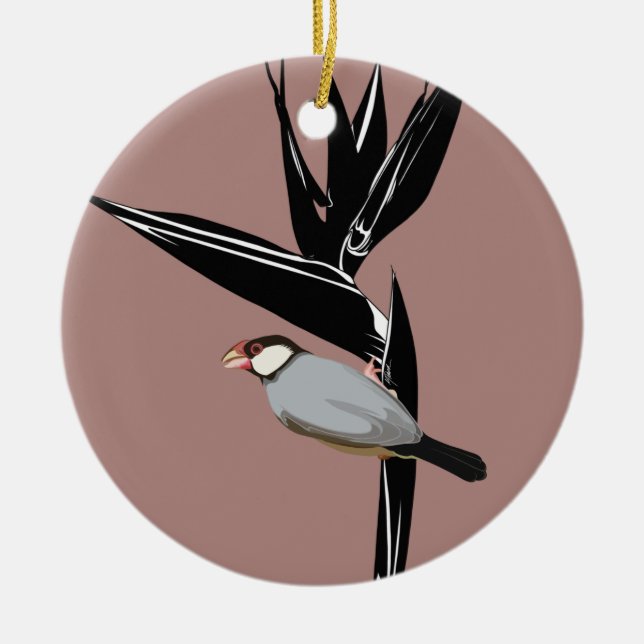 Java Sparrow Bird Ceramic Ornament (Front)