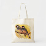 Java Sparrow Finches Realistic Painting Tote Bag