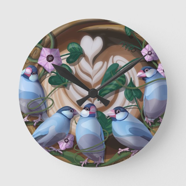 Java Sparrows, Java Coffee Round Clock (Front)