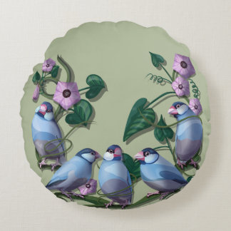 Java sparrows round pillow