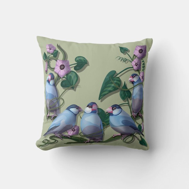 Java sparrows  throw pillow (Front)