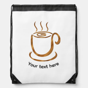 Java Steaming Cup   Wooden Curvy Coffee & Tea Drawstring Bag