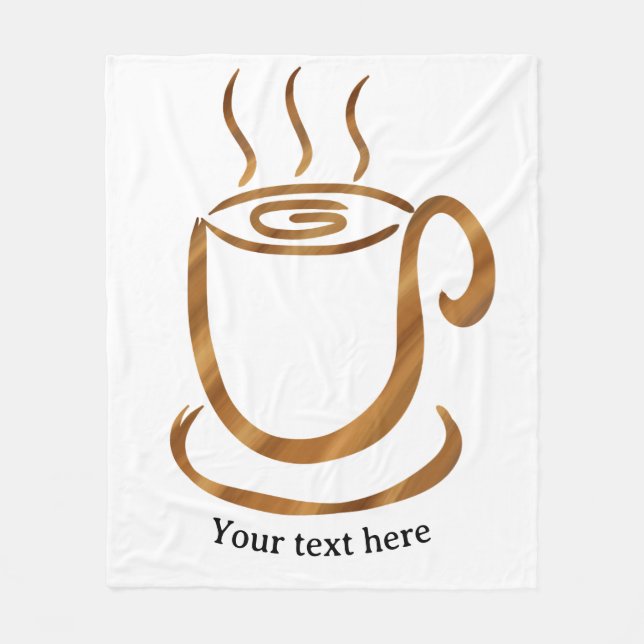 Java Steaming Cup | Wooden Curvy Coffee & Tea Fleece Blanket (Front)