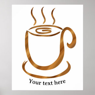 Java Steaming Cup | Wooden Curvy Coffee & Tea Poster
