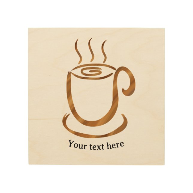 Java Steaming Cup | Wooden Curvy Coffee & Tea Wood Wall Art (Front)