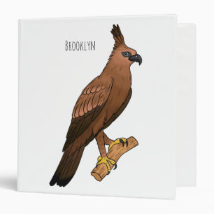Javan hawk eagle bird cartoon illustration 3 ring binder