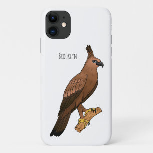 Javan hawk eagle bird cartoon illustration iPhone 11 case