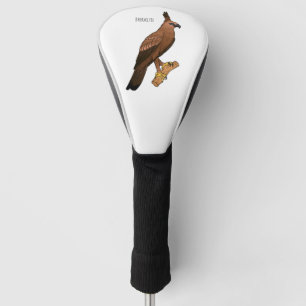 Javan hawk eagle bird cartoon illustration golf head cover