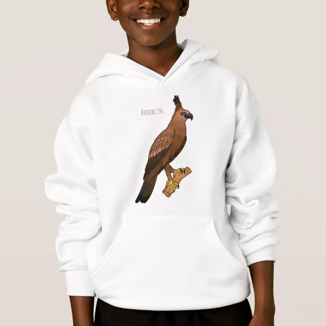 Javan hawk eagle bird cartoon illustration  hoodie (Front)