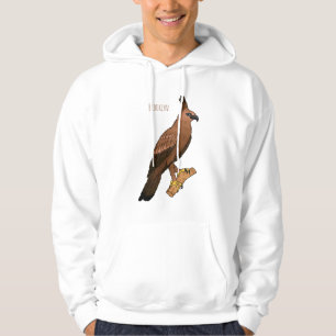 Javan hawk eagle bird cartoon illustration hoodie