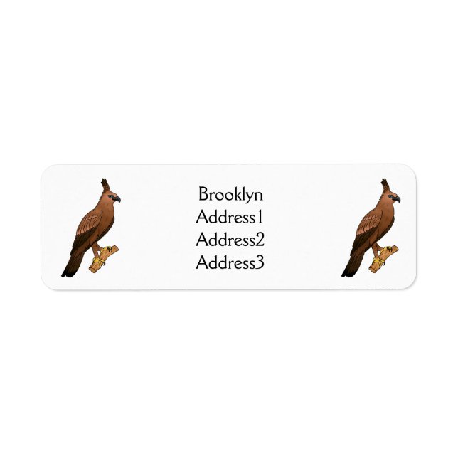 Javan hawk eagle bird cartoon illustration label (Front)