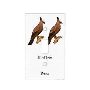 Javan hawk eagle bird cartoon illustration light switch cover