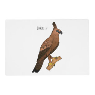 Javan hawk eagle bird cartoon illustration placemat