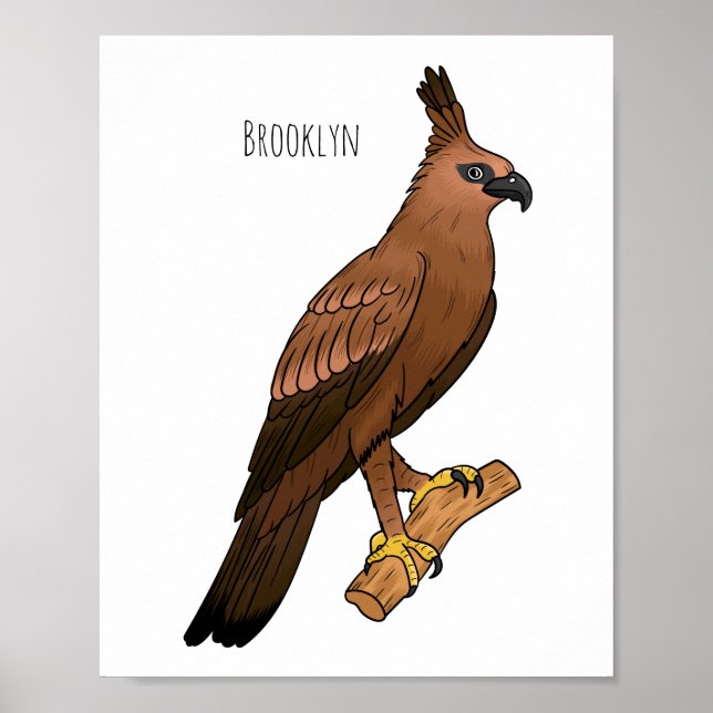 Javan hawk eagle bird cartoon illustration poster (Front)