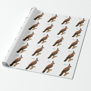 Javan hawk eagle bird cartoon illustration wrapping paper