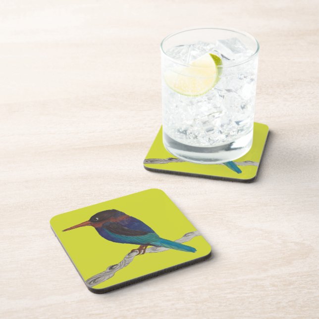 Javan Kingfisher on a Coaster Set (Right Side)