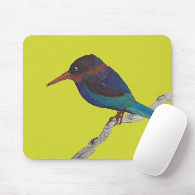 Javan Kingfisher on a Mouse Pad (With Mouse)