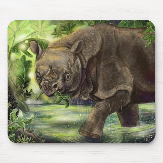 Javan Rhino Art Mouse Pad (Front)