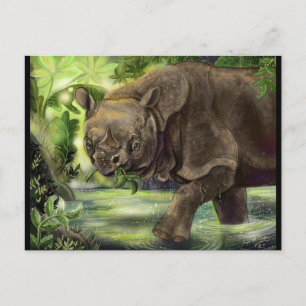 Javan Rhino Art Postcard