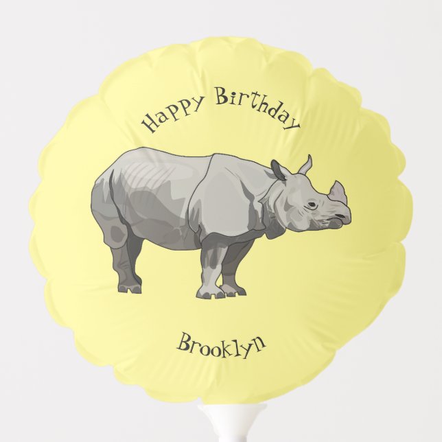 Javan rhinoceros cartoon illustration balloon (Front)