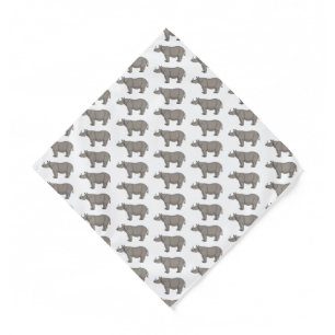 Javan rhinoceros cartoon illustration bandana