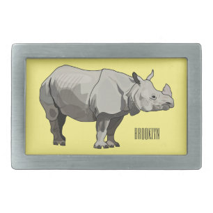 Javan rhinoceros cartoon illustration belt buckle