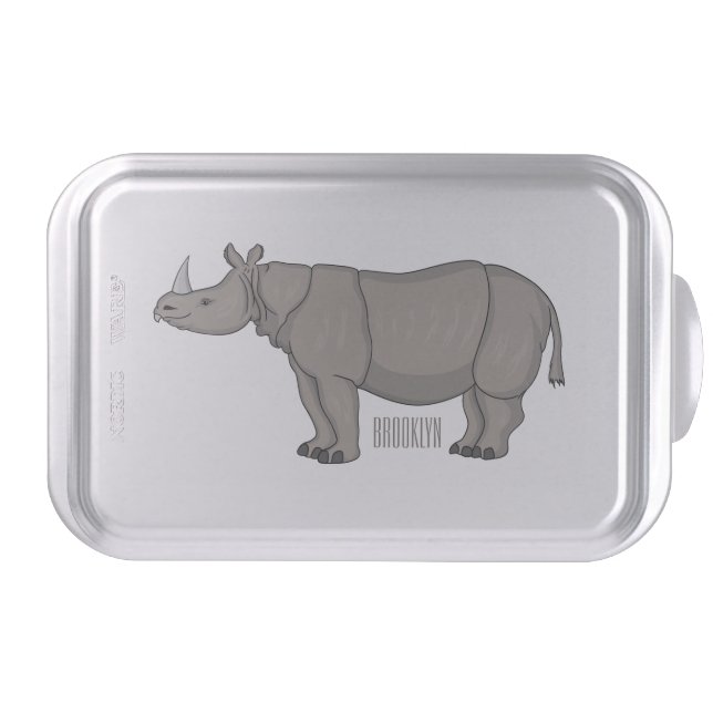 Javan rhinoceros cartoon illustration cake pan (Front)
