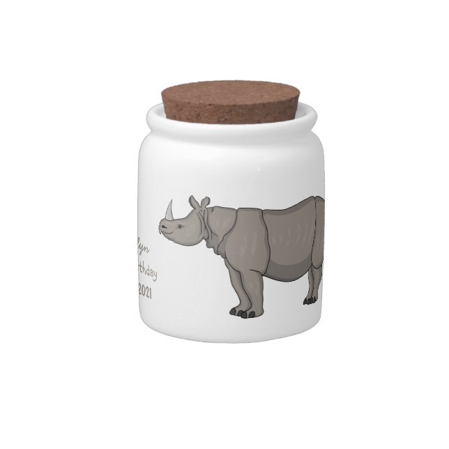 Javan rhinoceros cartoon illustration candy jar (Right)