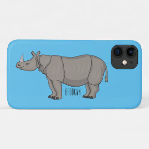 Javan rhinoceros cartoon illustration iPhone 11 case