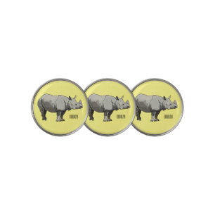Javan rhinoceros cartoon illustration golf ball marker