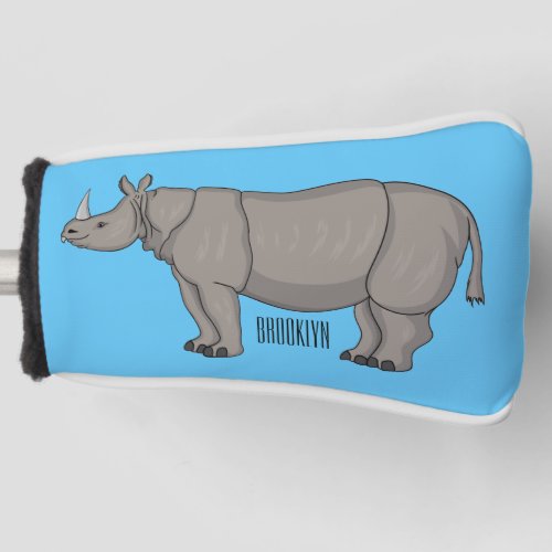 Javan rhinoceros cartoon illustration golf head cover