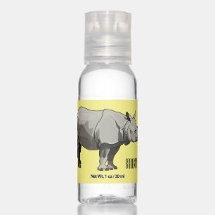 Javan rhinoceros cartoon illustration hand sanitizer