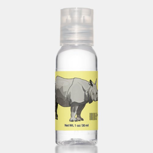 Javan rhinoceros cartoon illustration  hand sanitizer